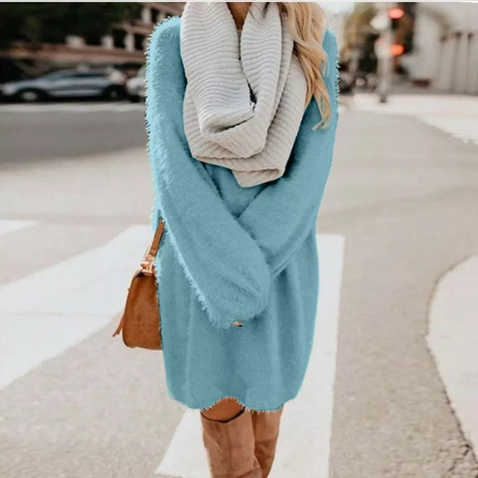 Street-Wave Winter Knit Dress For Women With Soft Yarn Flattering A-Line Silhouette Long Sleeves