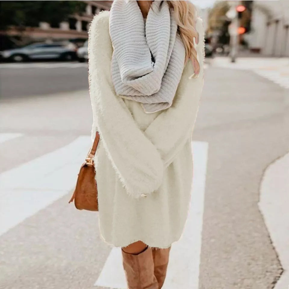 Street Wave Knit Winter Sweater Dress For Women Cozy Soft Warm Flattering A Line Silhouette Chic