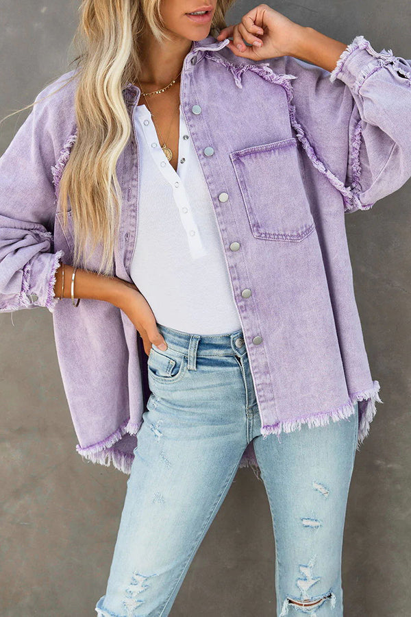 Street-wave Plus Size Oversized Corduroy Jacket For Women With Fringes For A Bold Look