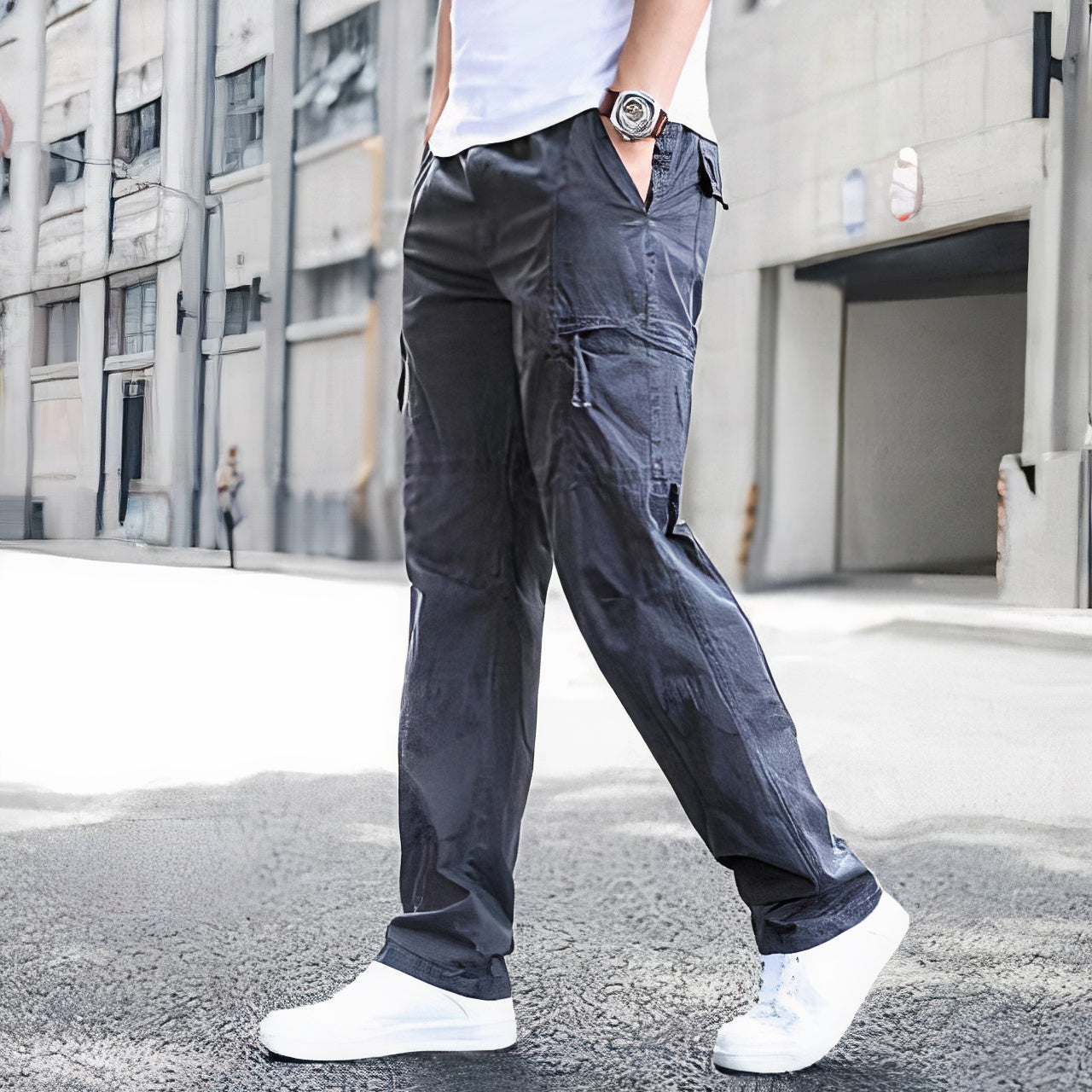 Street Wave Mens Summer Cargo Pants Slim Fit Lightweight Breathable For Urban Explorers