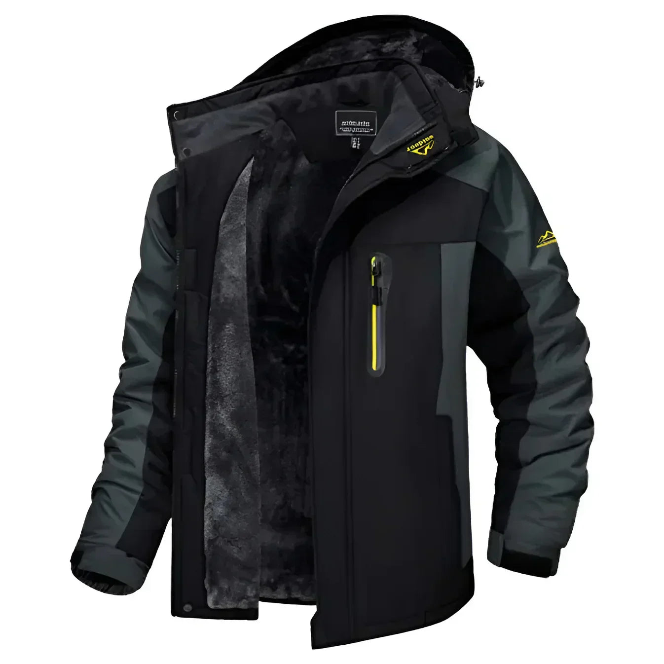 Street-Wave Insulated Hooded Jacket For Men Waterproof Windproof Fleece Lining Cozy All-Weather Protection