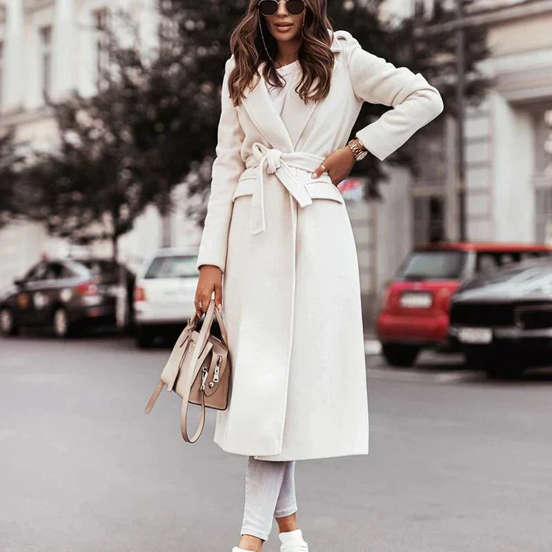 Street-Wave Esme Winter Coat For Women Warm Stylish Long Wool Coat With Belt Rain Ready