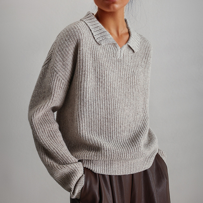 Street-Wave Women's Loose Knit Pullover With Long Sleeves For Cozy Layering And Everyday Comfort