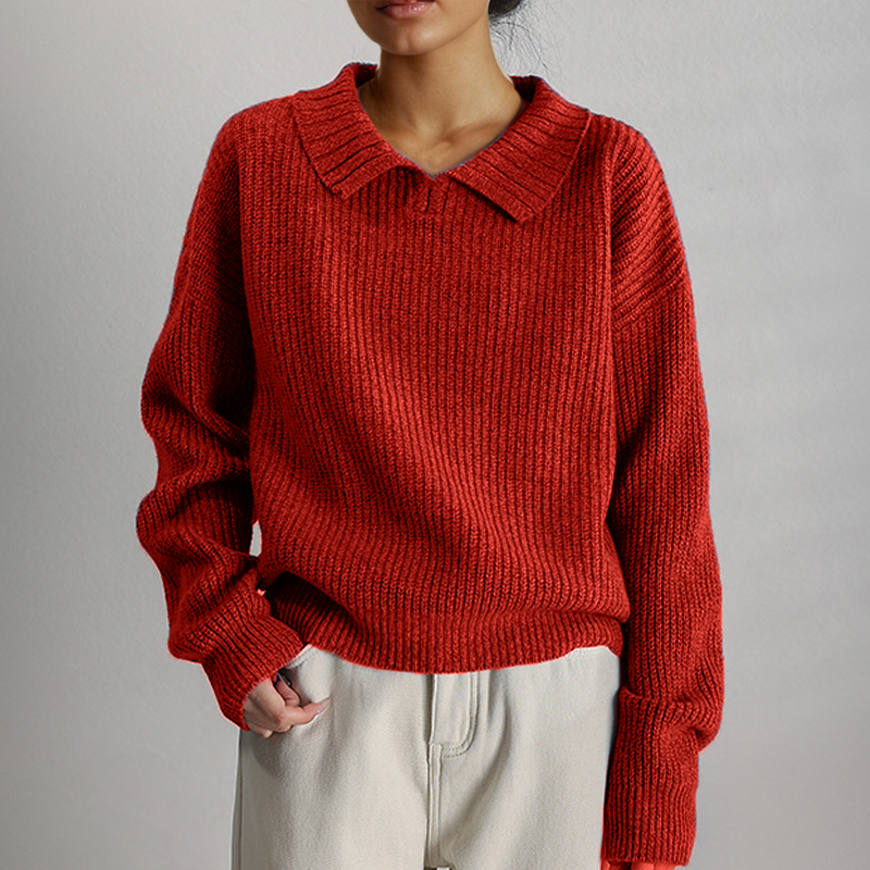 Street-Wave Women's Loose Knit Pullover With Long Sleeves For Cozy Layering And Everyday Comfort