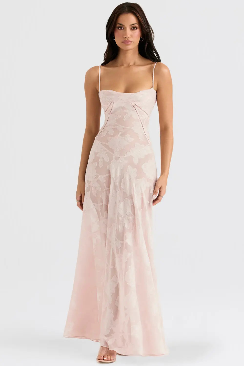 Women's Long Summer Dress with Open Back and Adjustable Straps
