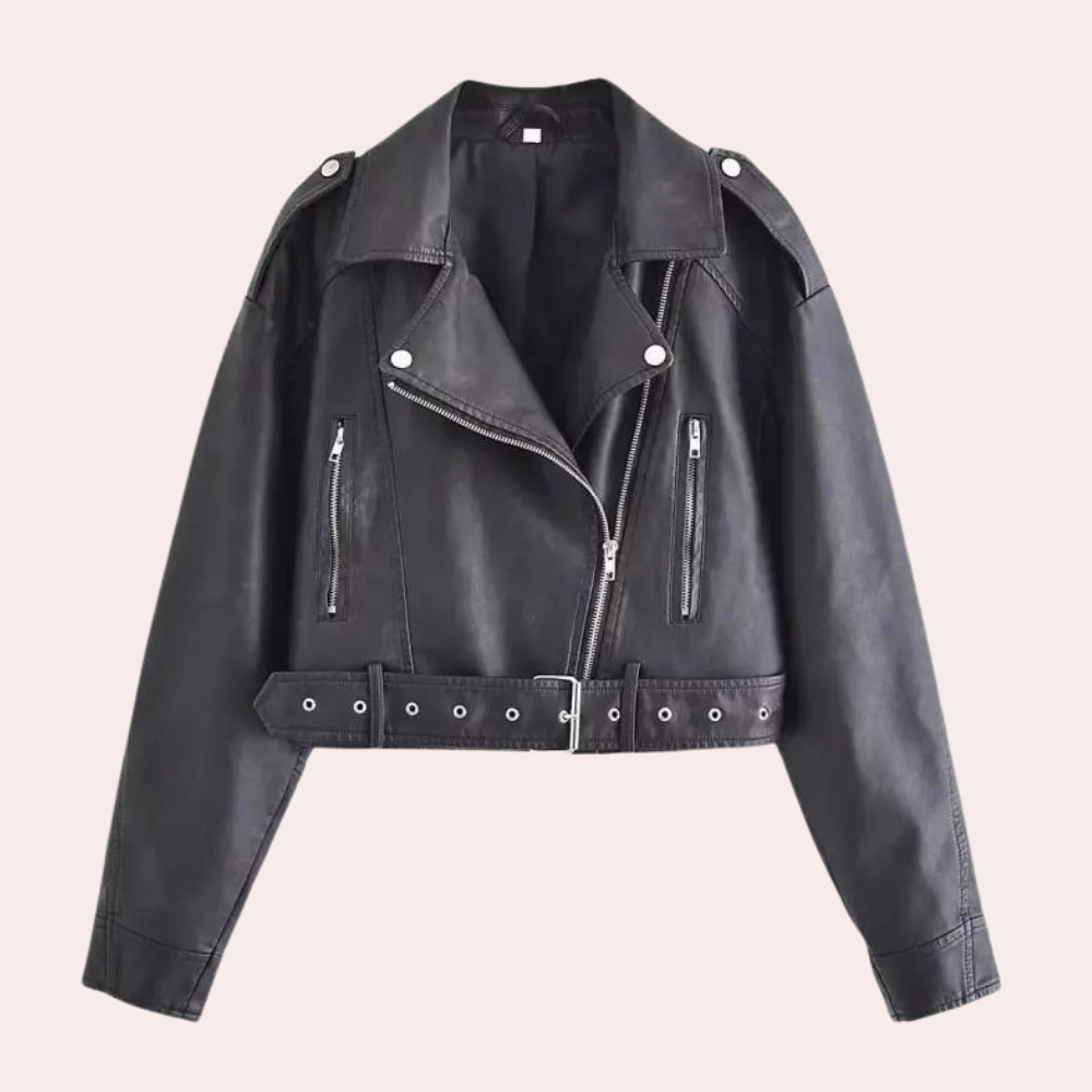 Street-wave Modern Womens Leather Motorcycle Jacket With Belted Fit For Bold Style