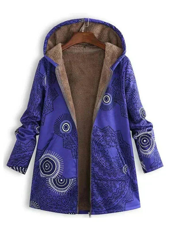 Street-Wave Cozy Parka For Women With Fleece Lining Warmth And Vibrant Red Print