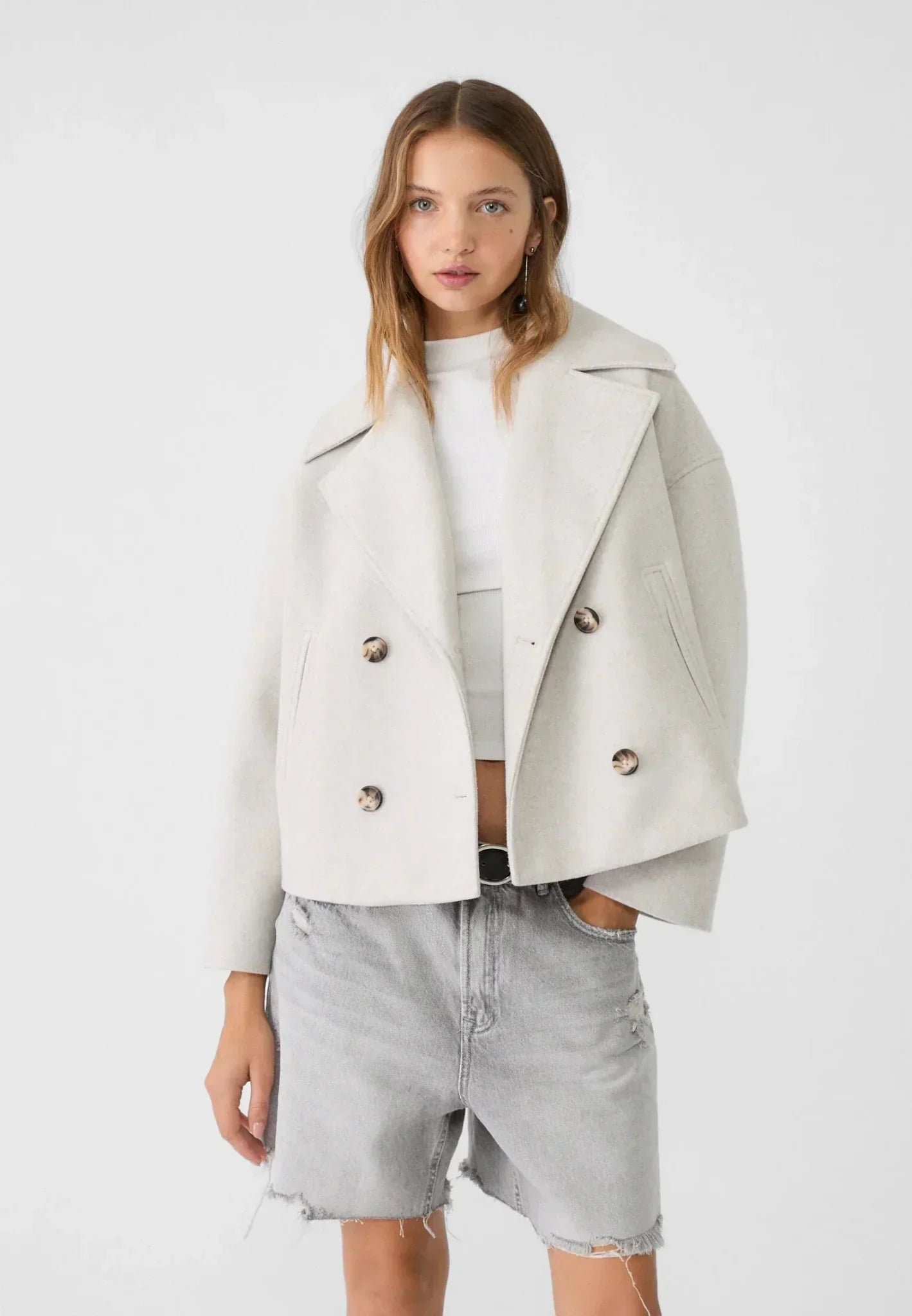 Streetwave Short Double Breasted Jacket For Women Chic Layering Essential With Modern Silhouette