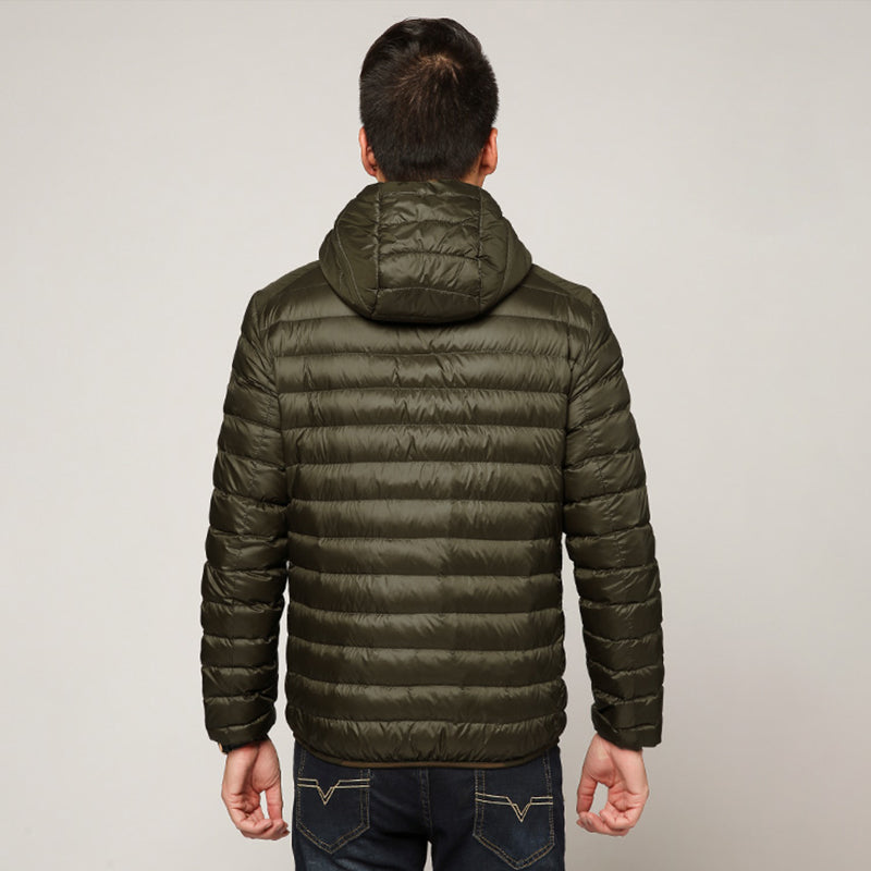 Simon Mens All Season Ultra Lightweight Packable Down Hoodie Jacket Water Resistant Wind Resistant