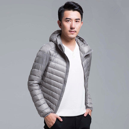 Simon Mens All Season Ultra Lightweight Packable Down Hoodie Jacket Water Resistant Wind Resistant