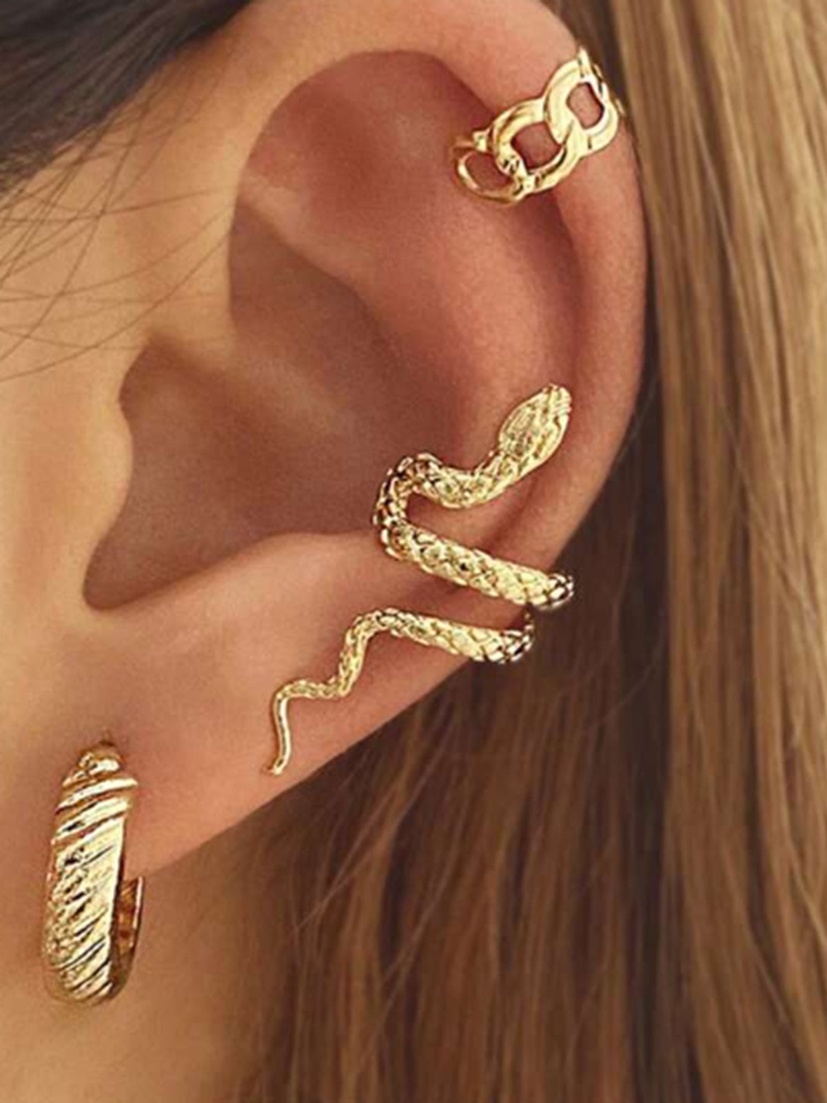 Single Snake-Shaped Ear Cuff - Street-Wave