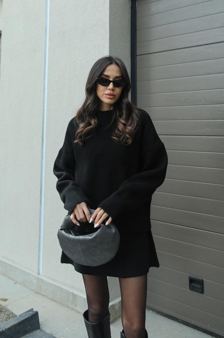 Street-wave Cozy Knit Set For Women Soft Relaxed Fit Pullover And Skirt Ensemble