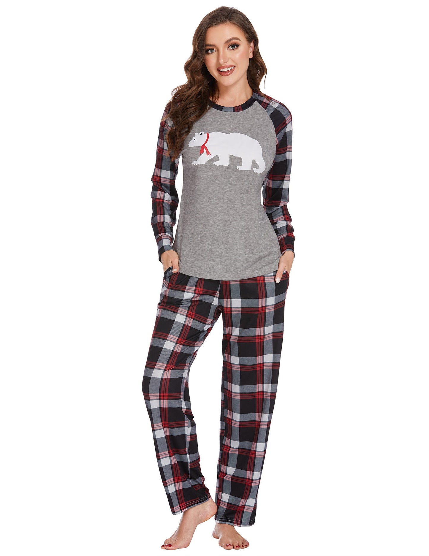 Mutualdropshopping Matching Christmas Pajama Set For Couples Deer Graphic Tops