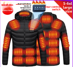 MutualDropShopping Heated Cotton Padded Jacket With Hood For Outdoor Enthusiasts