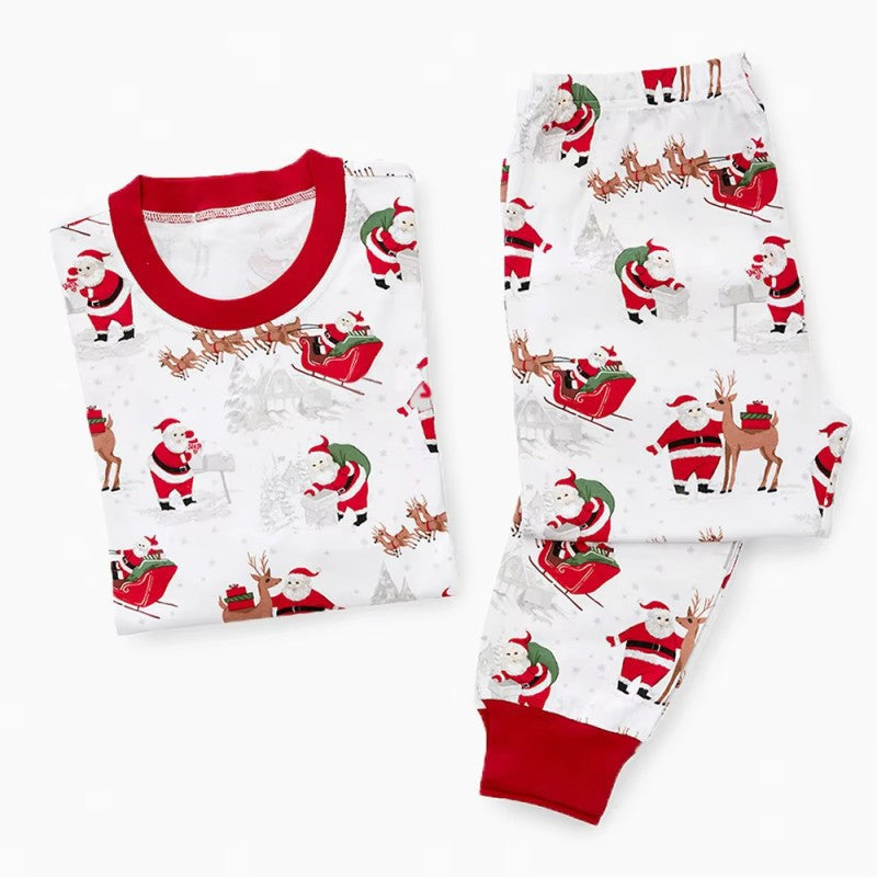 Street Wave Family Christmas Pajama Set With Parent Child Matching Sleepwear For Cozy Festive Nights