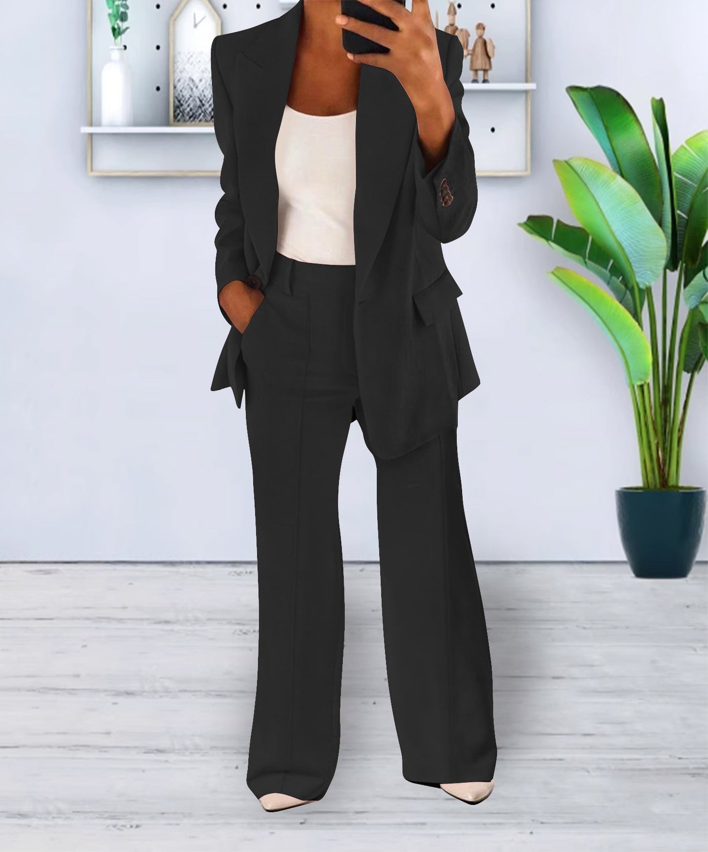 Mutualdropshopping Womens Business Blazer Slim Fit Button Front For Women
