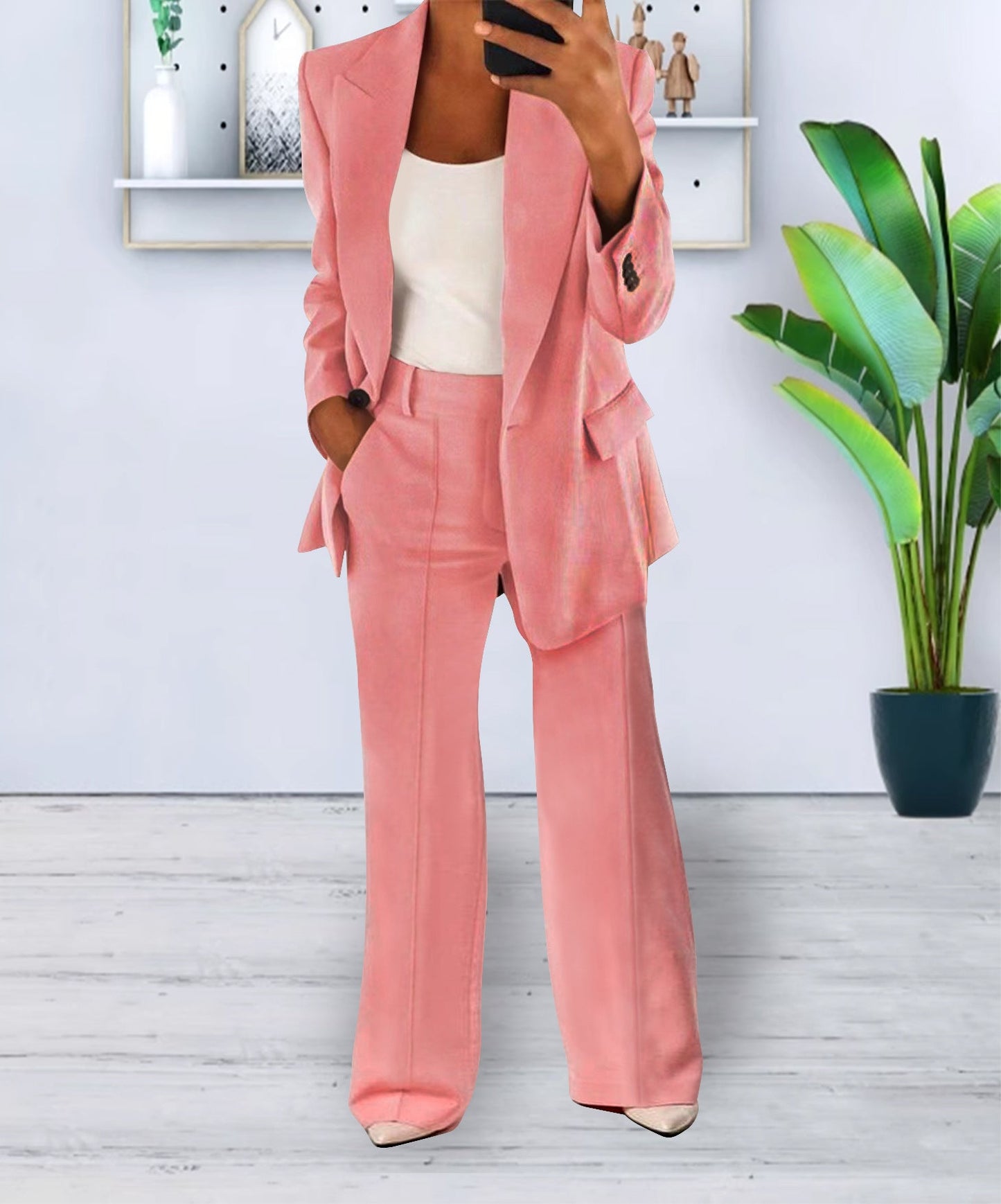 Mutualdropshopping Womens Business Blazer Slim Fit Button Front For Women