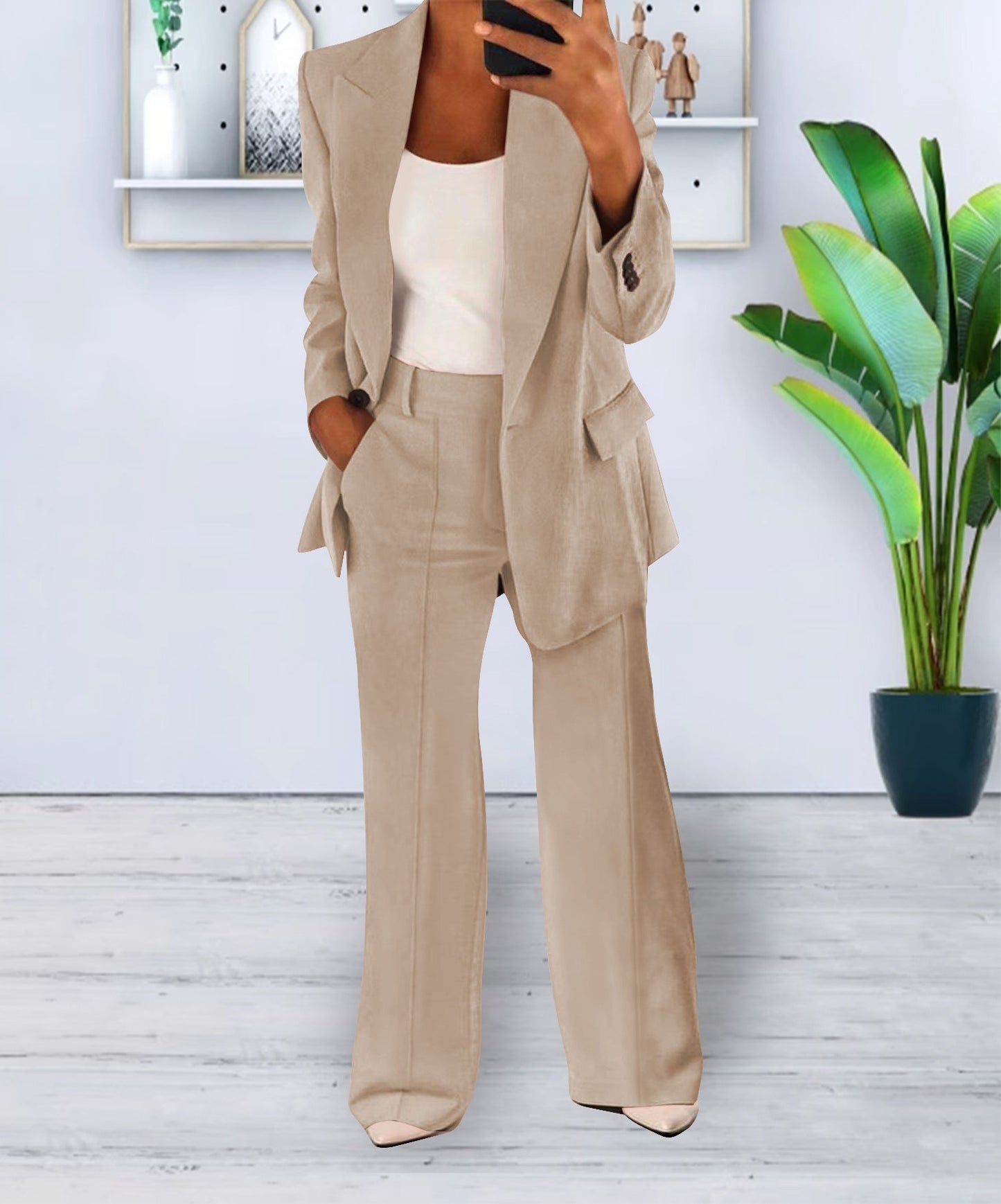 Mutualdropshopping Womens Business Blazer Slim Fit Button Front For Women