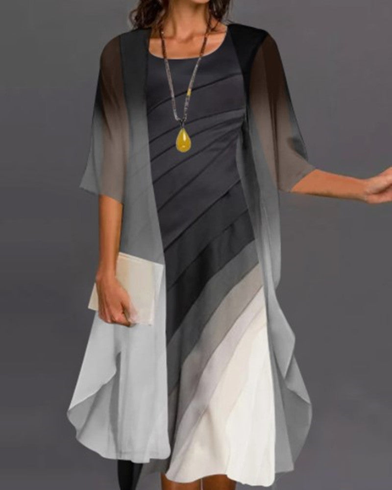 Elegant Gradient Dress With Sheer Cape For Women MutualDropshopping