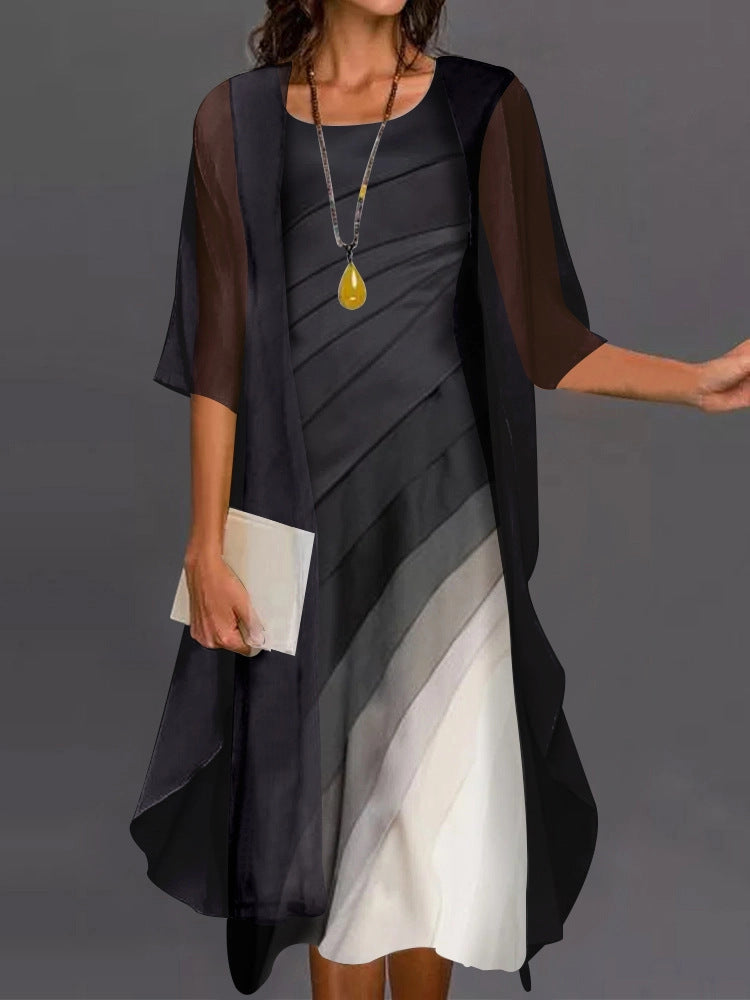 Elegant Gradient Dress With Sheer Cape For Women MutualDropshopping