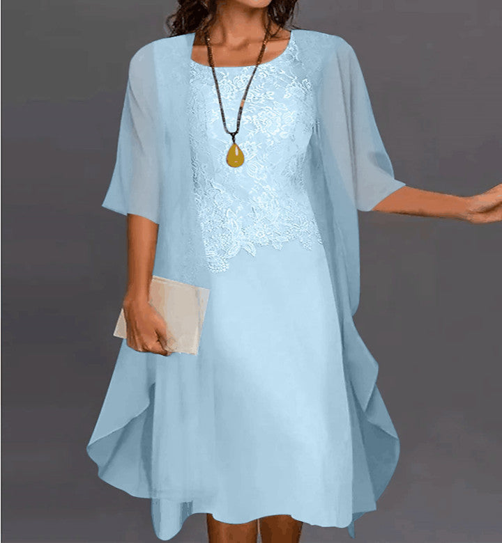 MutualDropShopping Mother Of The Bride Lace Chiffon Dress Elegant Gown