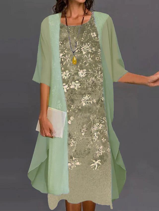 MutualDropShopping Flowing Chiffon Dress For Women Elegant Timeless