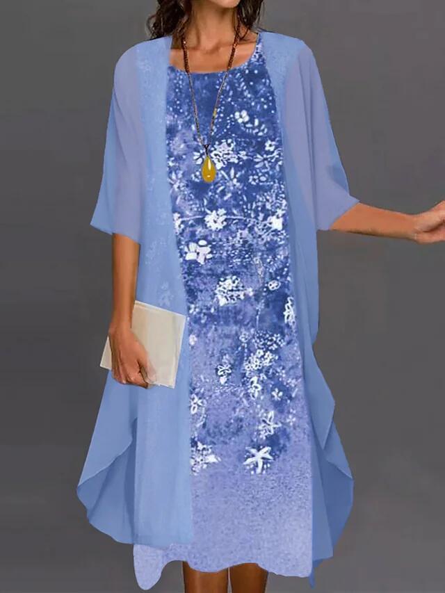 MutualDropShopping Flowing Chiffon Dress For Women Elegant Timeless