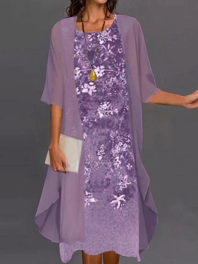 MutualDropShopping Flowing Chiffon Dress For Women Elegant Timeless