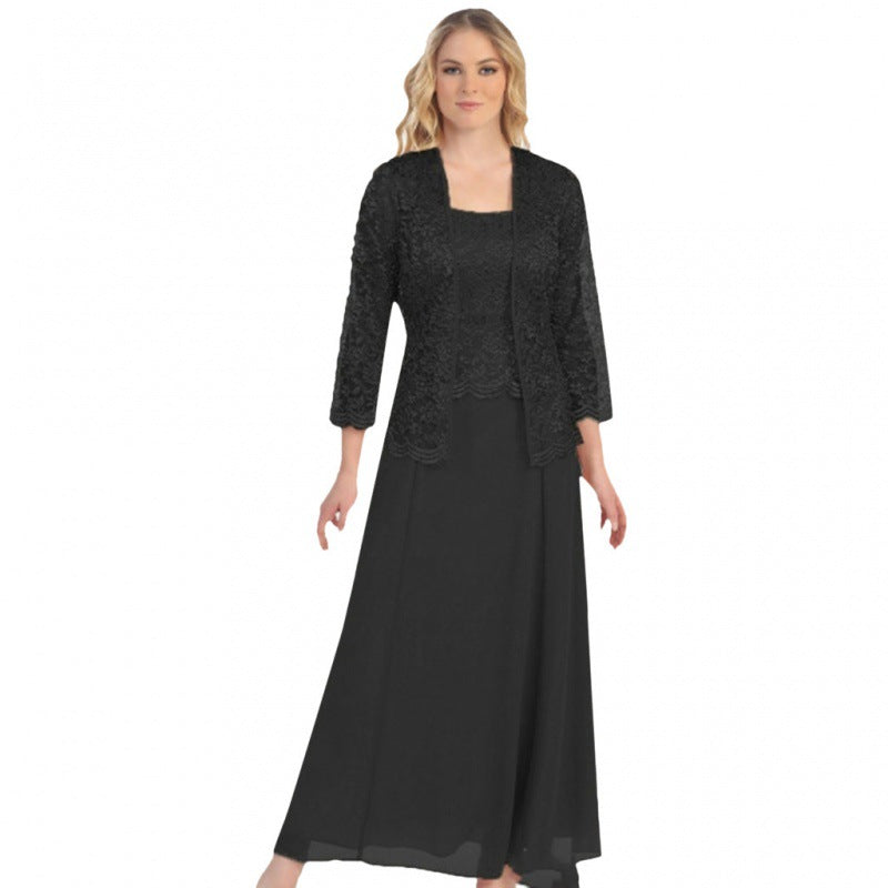 Lace Cardigan Chiffon Maxi Dress Set Her MutualDropshopping