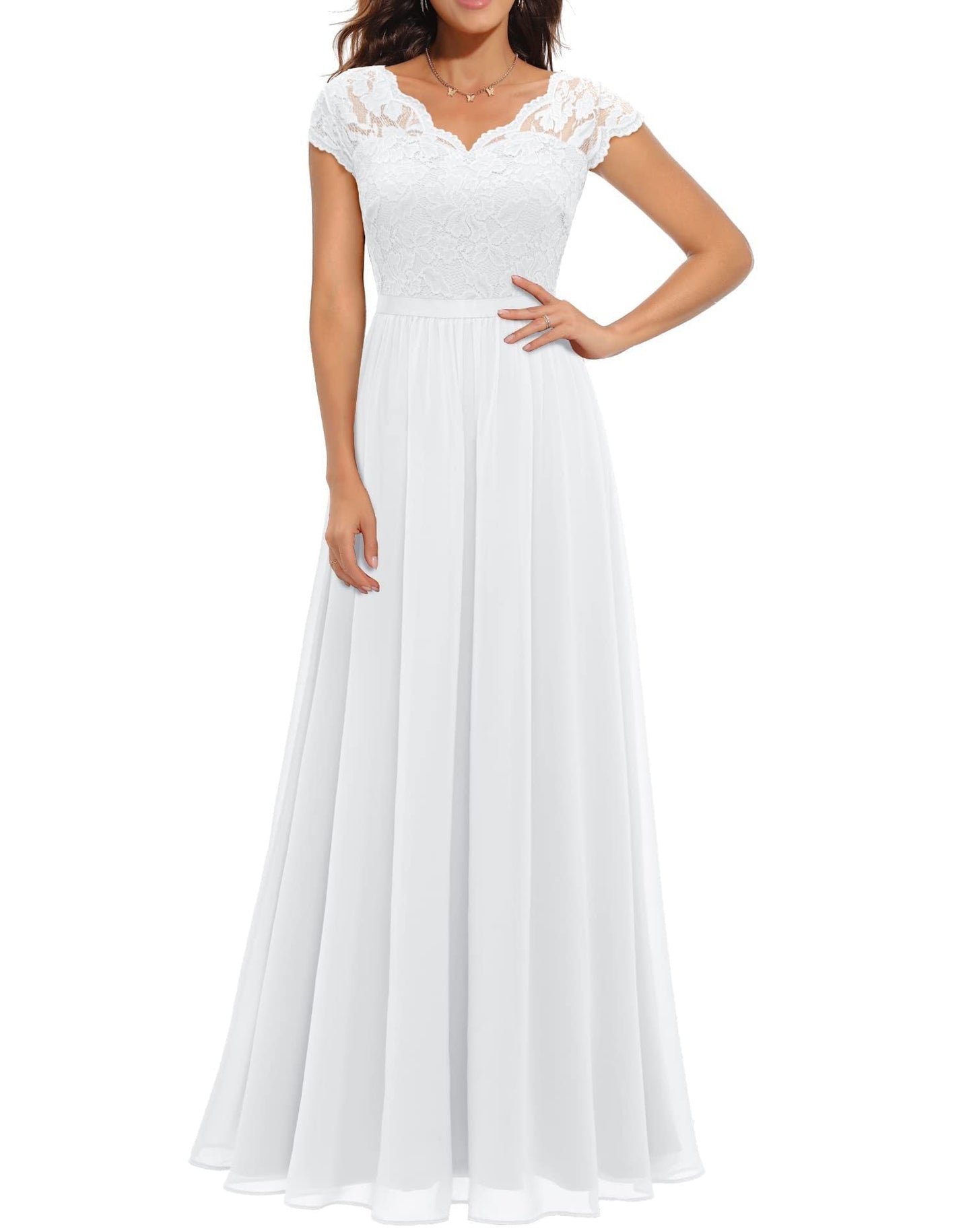 Beige Timeless Lace Bodice Maxi Dress Three Quarter Sleeves For Women MutualDrop