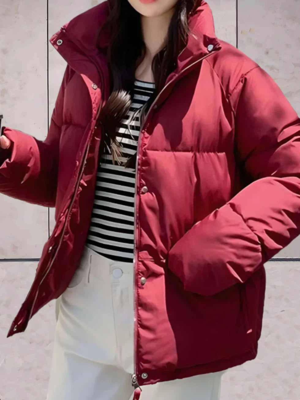 Street-Wave Parka Jacket With Stand Collar And Double Closure For Women, Ultra Warm