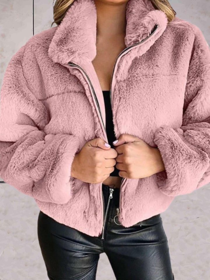 Street Wave Faux Fur Zip Jacket For Women Warm Cozy Luxury Look By CozyFaux Everyday Style