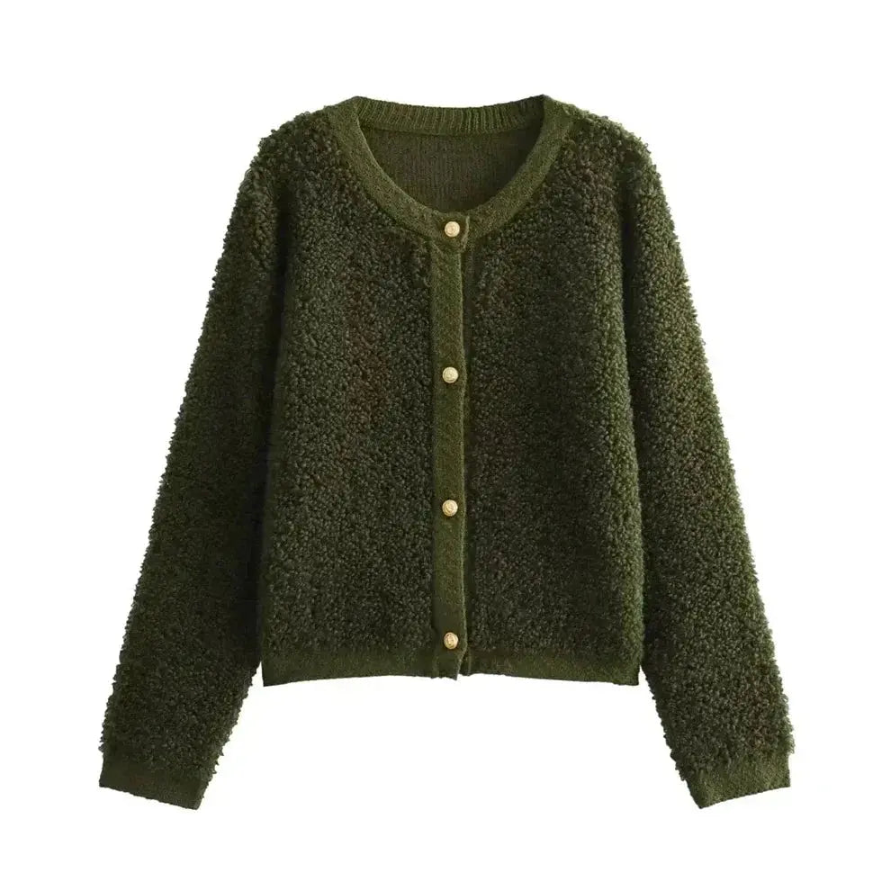 Street-Wave Teddy Cardigan Ultra-Soft Plush Cozy Warmth for Women Homewear Lounge