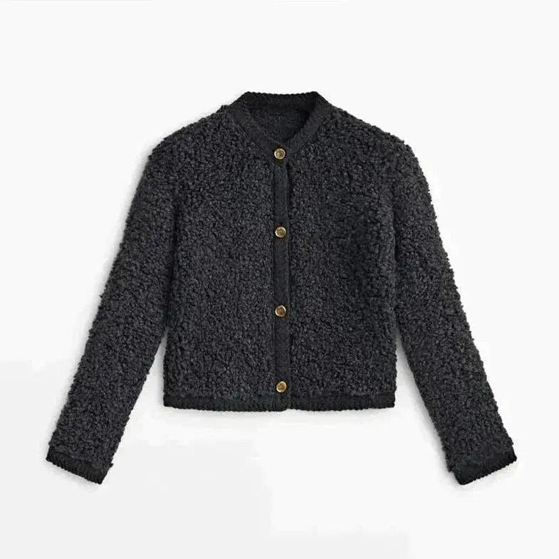 Street-Wave Teddy Cardigan Ultra-Soft Plush Cozy Warmth for Women Homewear Lounge