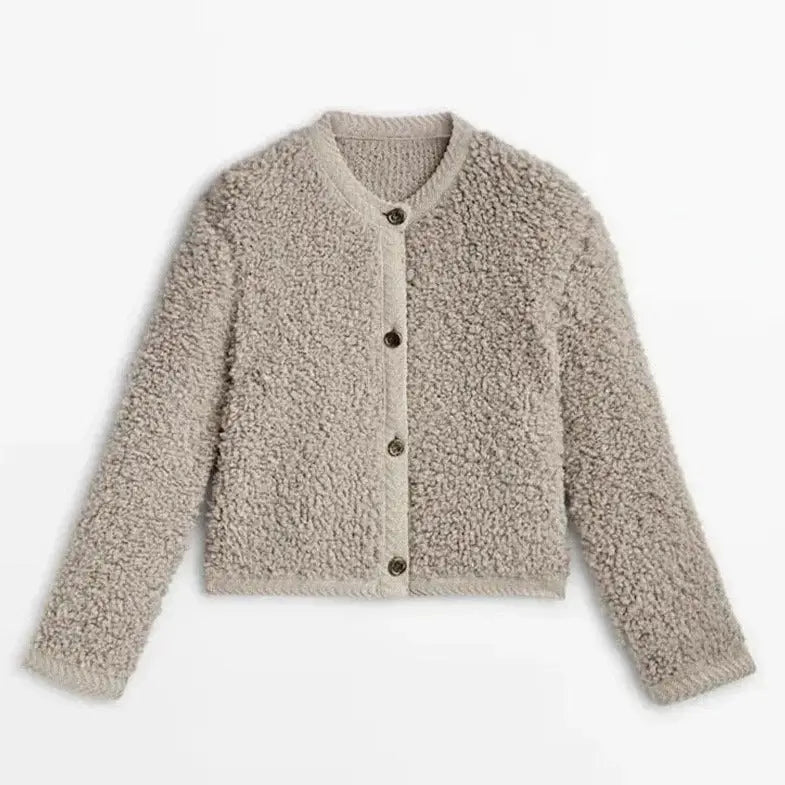 Street-Wave Teddy Cardigan Ultra-Soft Plush Cozy Warmth for Women Homewear Lounge