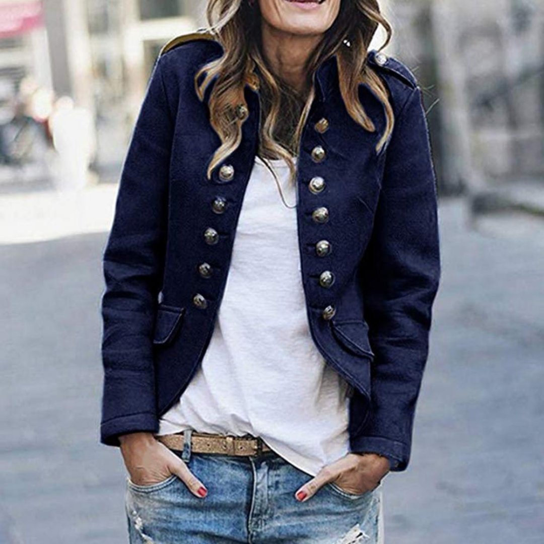 Street-Wave Women's Short Button-Front Jacket, Tailored Fit, Modern Style For Everyday Elegance