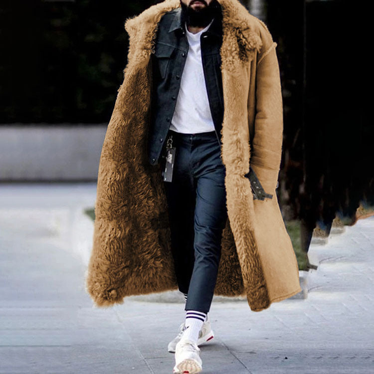 Street-Wave Luxury Long Winter Coat For Men With Fur Lining