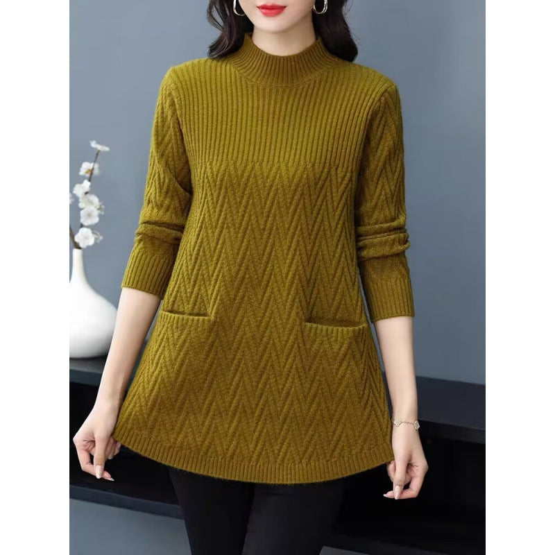 Street-wave Women's Mid-Length Rollneck Sweater Cozy Knit For Timeless Comfort And Everyday Style
