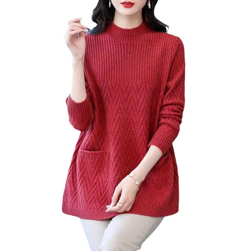 Street-wave Women's Mid-Length Rollneck Sweater Cozy Knit For Timeless Comfort And Everyday Style