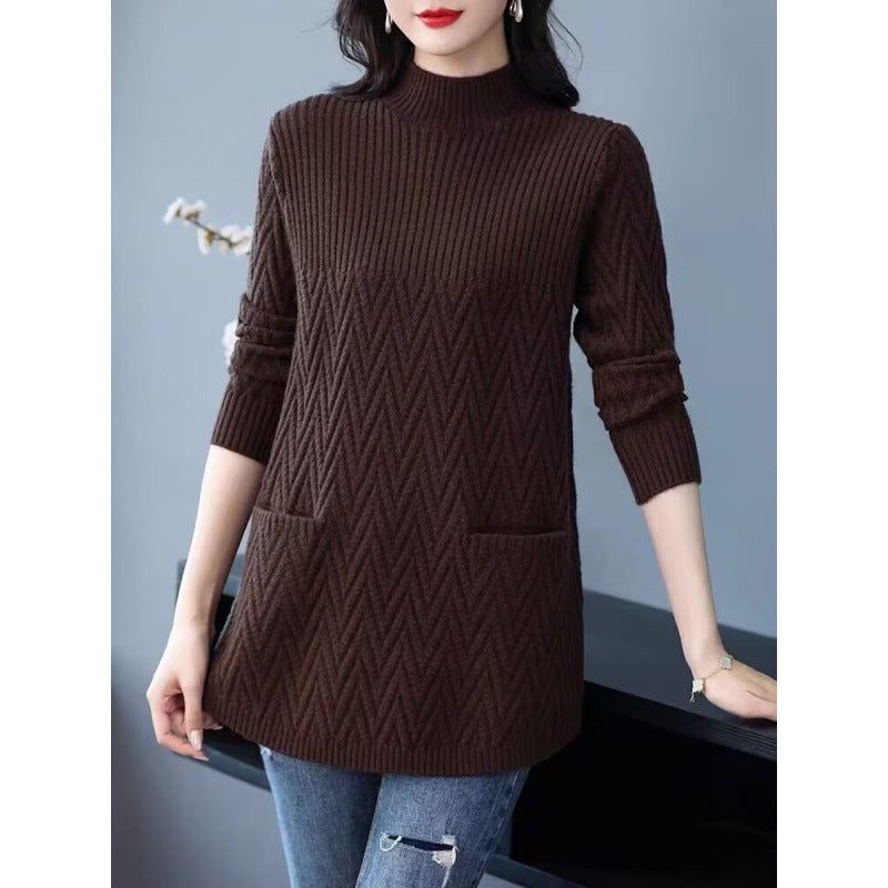 Street-wave Women's Mid-Length Rollneck Sweater Cozy Knit For Timeless Comfort And Everyday Style