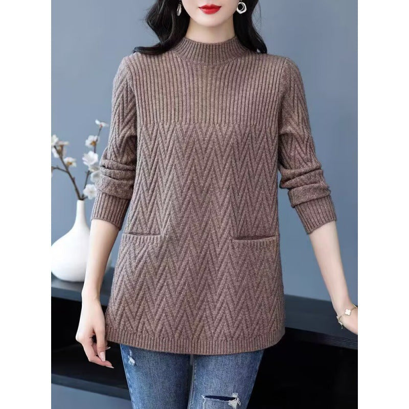 Street-wave Women's Mid-Length Rollneck Sweater Cozy Knit For Timeless Comfort And Everyday Style
