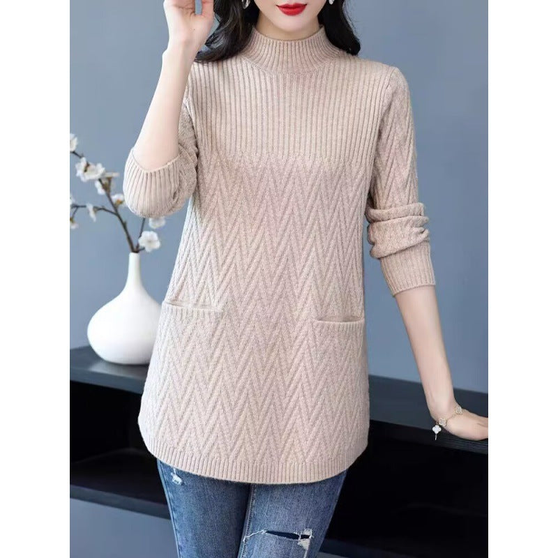 Street-wave Women's Mid-Length Rollneck Sweater Cozy Knit For Timeless Comfort And Everyday Style