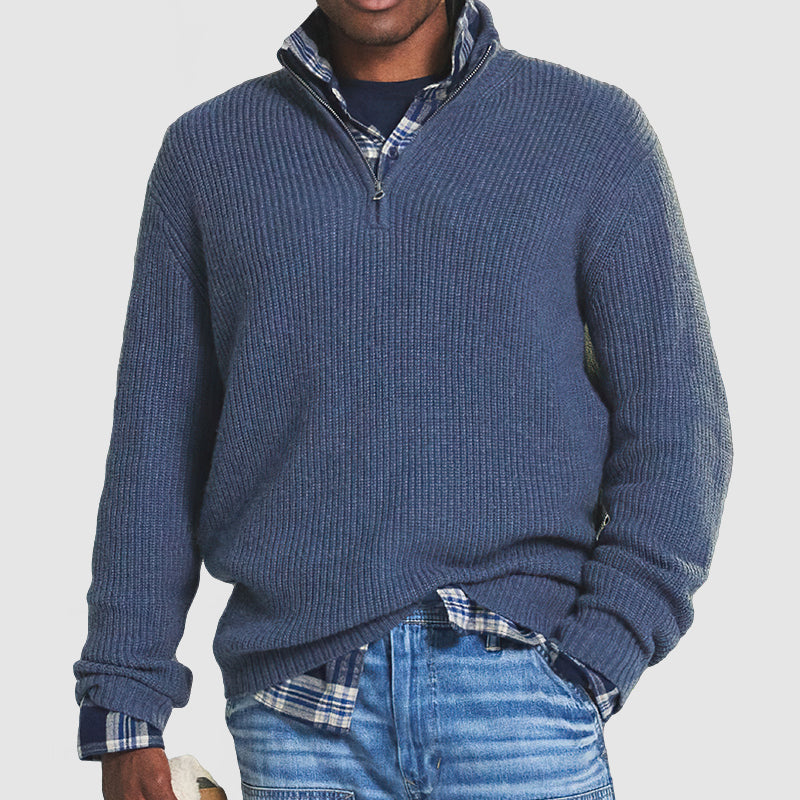 Street-Wave Zip Up Cotton Knit Cardigan For Men - Casual Cozy Everyday Essential