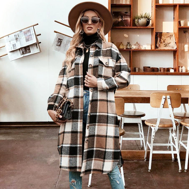 Street-wave Plaid Checkered Jacket For Women - Sophisticated Warmth And Modern Style