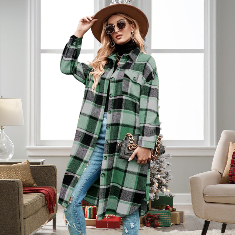 Street-wave Plaid Checkered Jacket For Women - Sophisticated Warmth And Modern Style