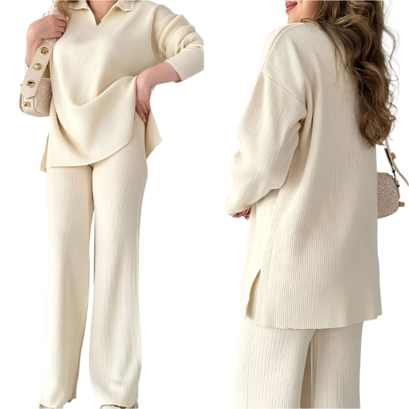 Street-Wave Oversized Loungewear Set Two-Piece for Plus Size Women Soft Ribbed Comfort