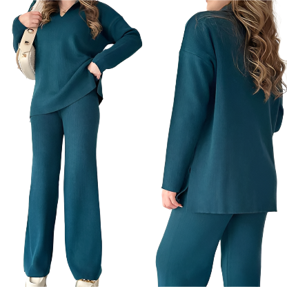 Street-Wave Oversized Loungewear Set Two-Piece for Plus Size Women Soft Ribbed Comfort