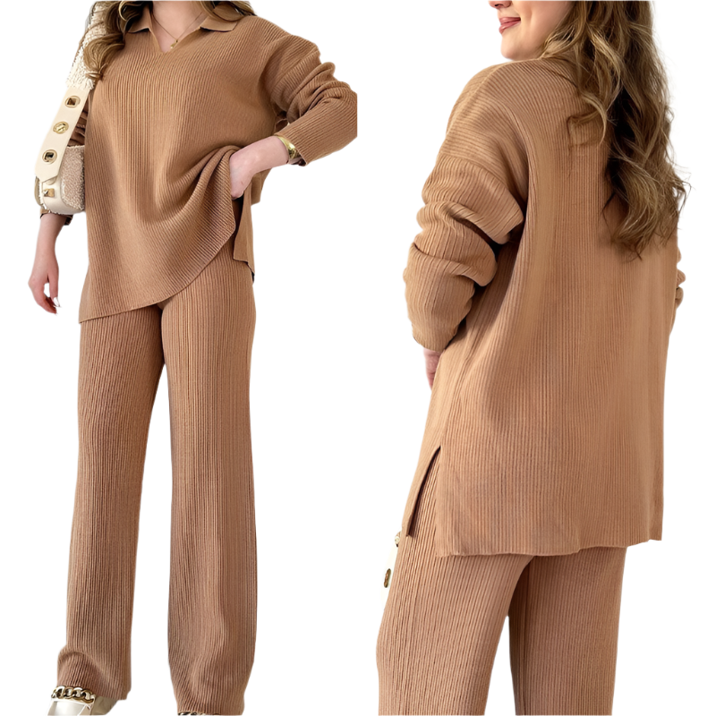 Street-Wave Oversized Loungewear Set Two-Piece for Plus Size Women Soft Ribbed Comfort