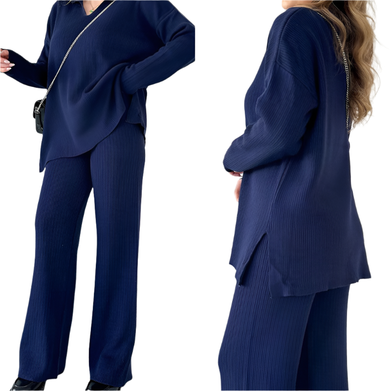 Street-Wave Oversized Loungewear Set Two-Piece for Plus Size Women Soft Ribbed Comfort
