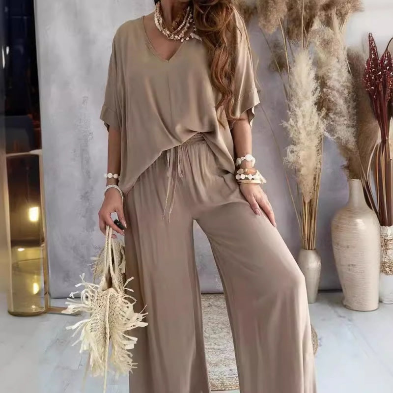 Street-Wave Loungewear Set Women Oversize VNeck Breathable